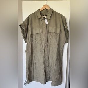 Banana Republic 100% Cotton Olive Green Shirt Dress, size XL